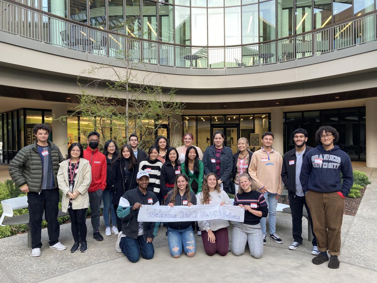 2022 NeURO Fellows got to know each other at the Stanford Neurosciences Building in April 2022. Photo by Jill Wentzell.