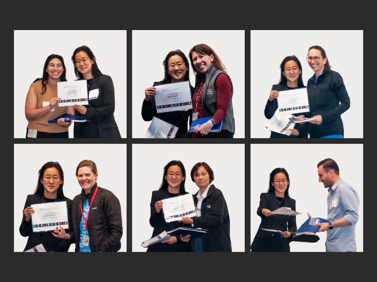 2024 NPIL Pilot Grant Awardees with Faculty Director Jin Hyung Lee. Top row, from left: lab member on behalf of Thomas LaRocca, Juliet Knowles, and Laura Prolo. Bottom row, from left: Elizabeth Mayne, Yueh-hsiu Chien, and Pardes Habib. Image by Julia Diaz.