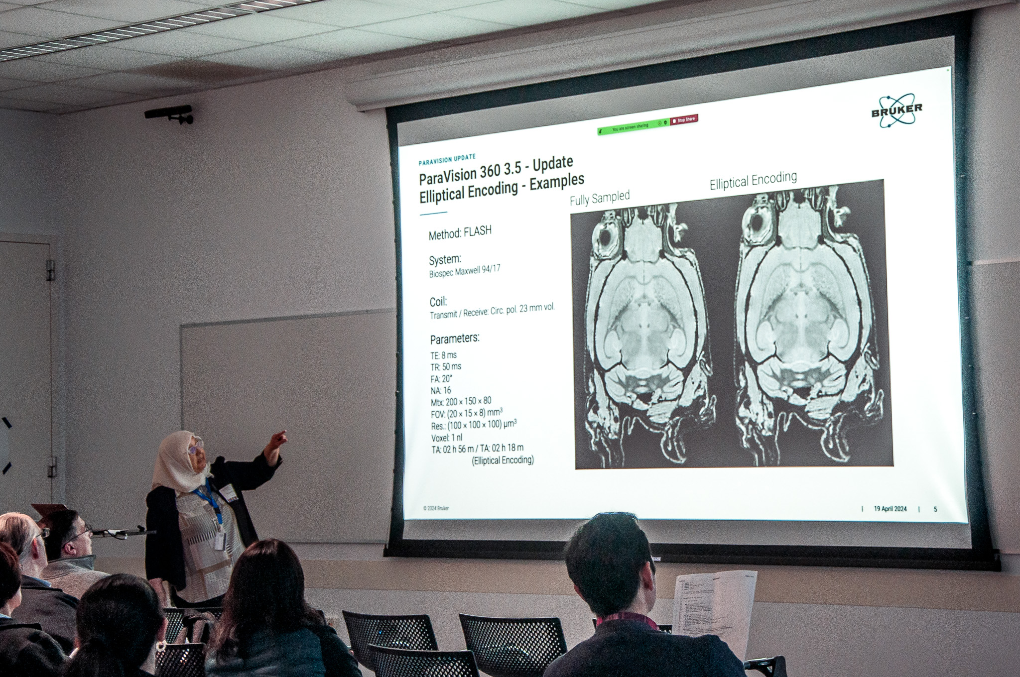 Saaussan Madi showcases new features of NPIL's MRI technology. Photo by Julia Diaz.