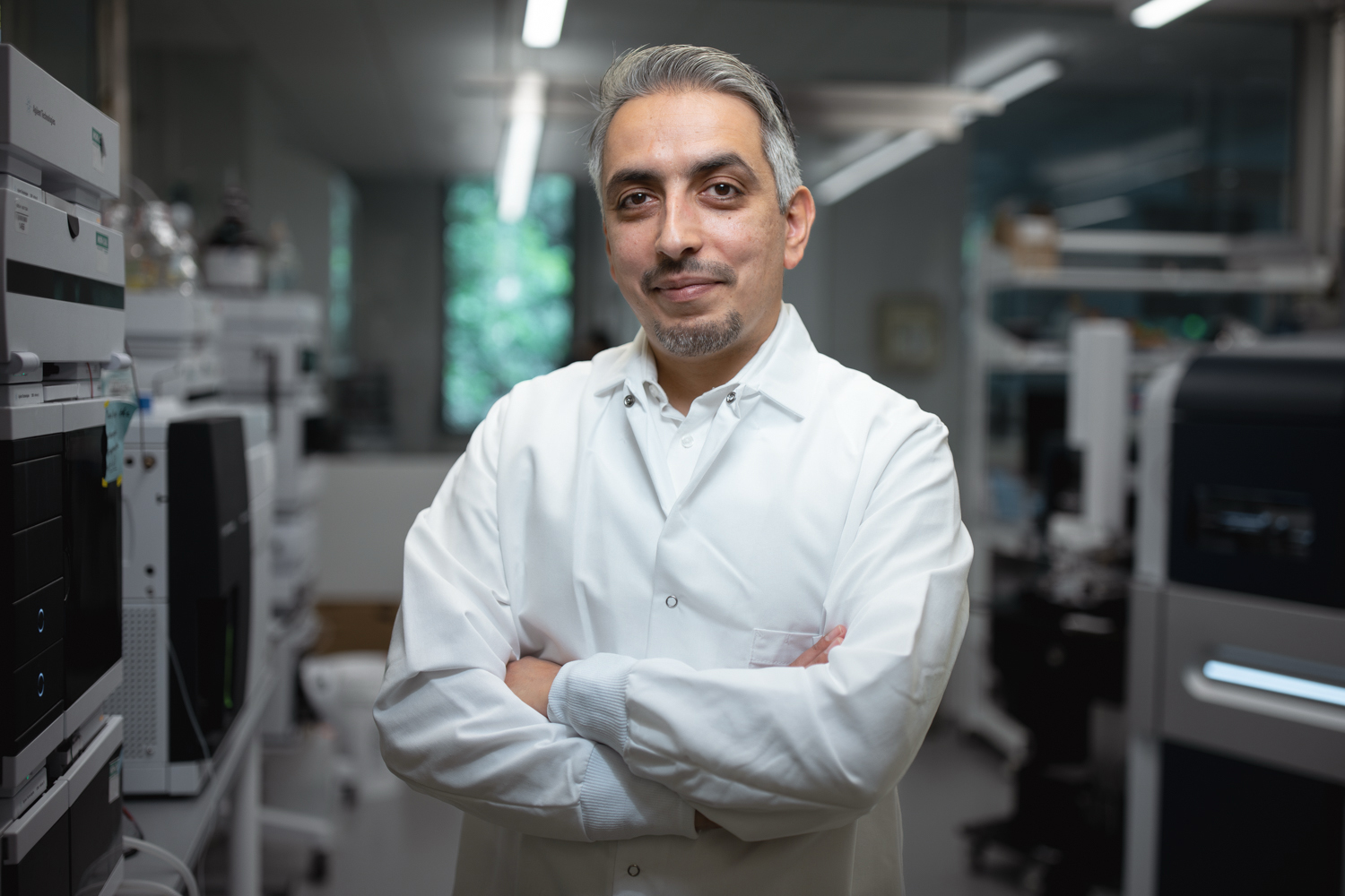 Monther Abu Remaileh in his lab.