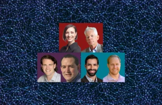 2025 Neuroscience:Translate awardees; Top row, from left: Michelle James, Hannes Vogel; Bottom row, from left: Nolan Williams, Juan Rivas-Davila, Corey Keller, Scott Linderman