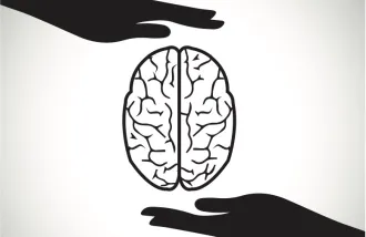 brain between hands