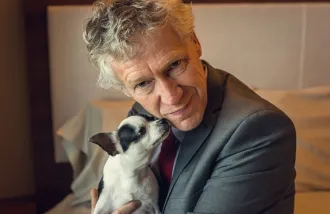 Emmanuel Mignot with his dog