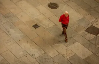 person pacing, as seen from overhead