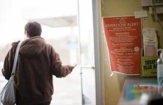 sign calling attention to drug overdoses 