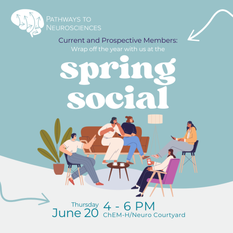 Graphic featuring the event date, time, and location of the Pathways Spring Social. 