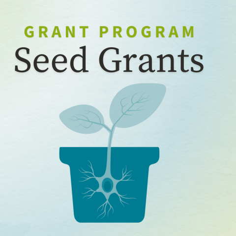 A graphic logo depicting a teal plant pot containing a neuron-shaped structure with branching dendrites at the base. The neuron seamlessly transitions into a plant stem, growing two translucent leaves with visible veins, symbolizing growth and innovation.