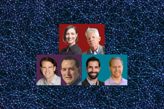 2025 Neuroscience:Translate awardees; Top row, from left: Michelle James, Hannes Vogel; Bottom row, from left: Nolan Williams, Juan Rivas-Davila, Corey Keller, Scott Linderman