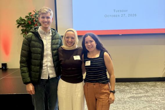 Chase Antonacci, Nour Omar, and Sabrina Jones at a reception.