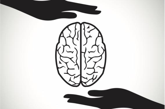 brain between hands