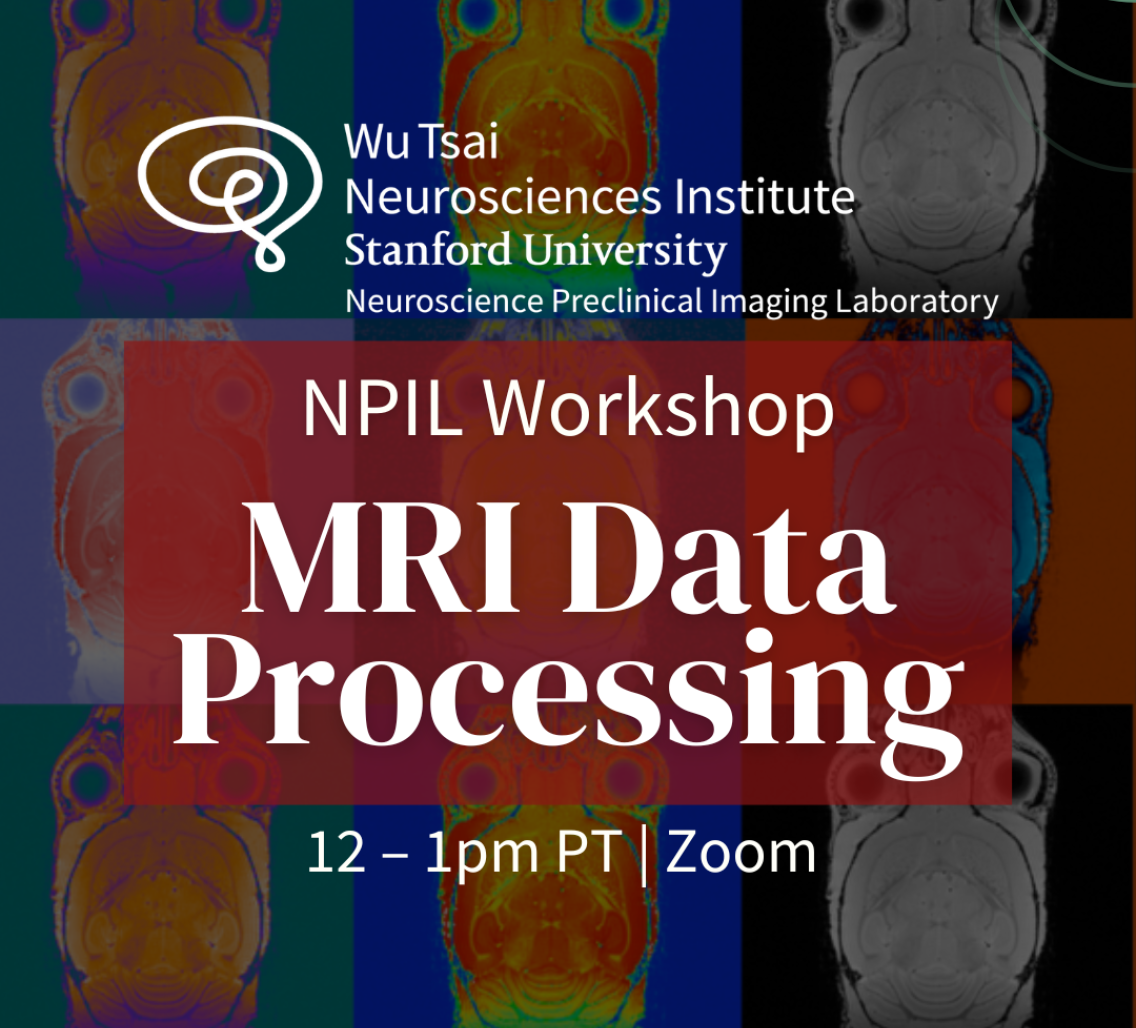 Wu Tsai Neurosciences Institute, Stanford University, Neuroscience Preclinical Imaging Laboratory, NPIL Workshop, MRI Data Processing, 12–1pm PT, Zoom