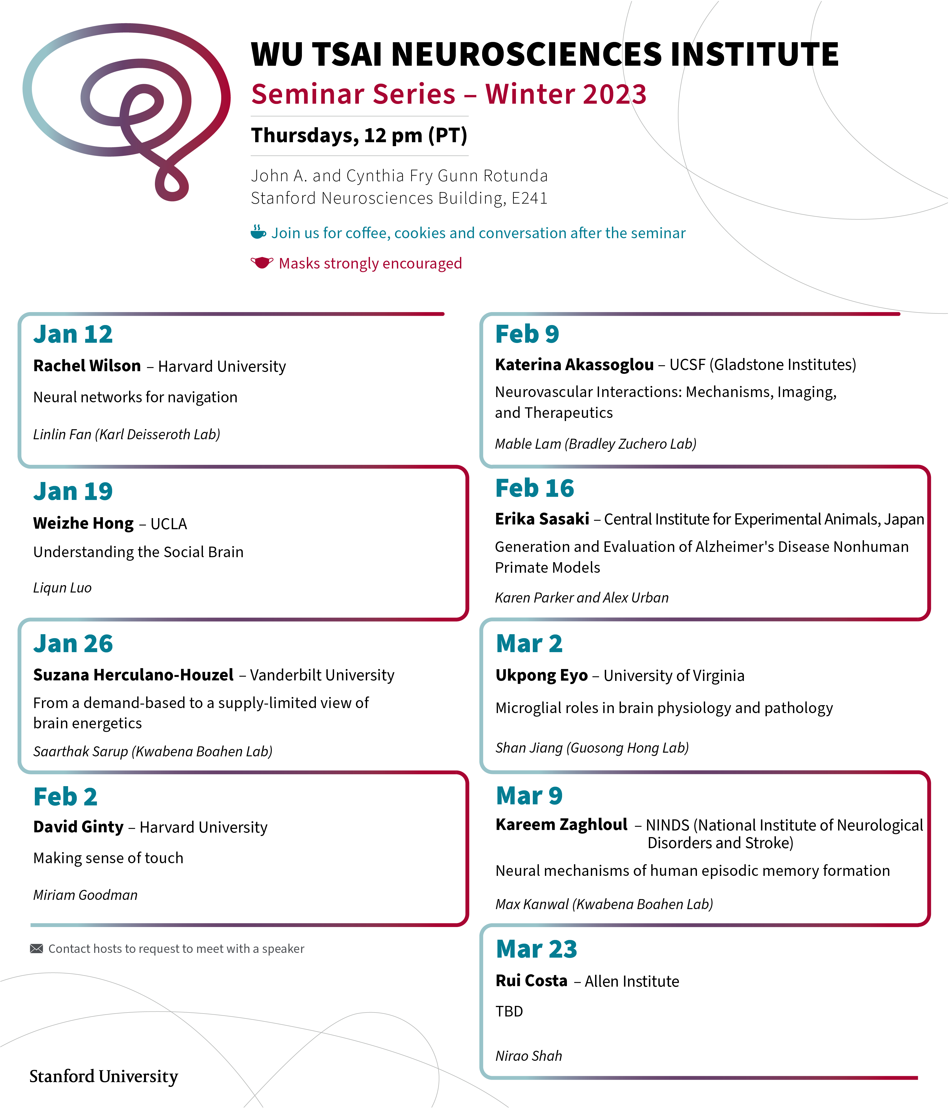 Wu Tsai Neuro Seminar Series Winter 2023